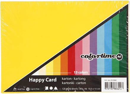 Happy karton, A6 10,5x15 cm, kleuren assorti, 300 assorti vel