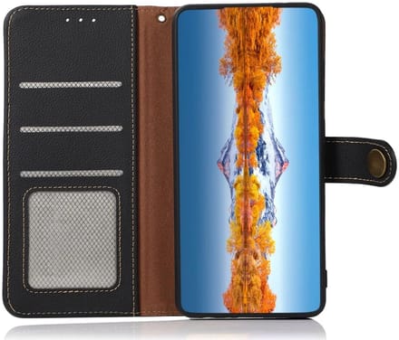 KHAZNEH OnePlus 12 Hoesje RFID Book Case Leer Zwart