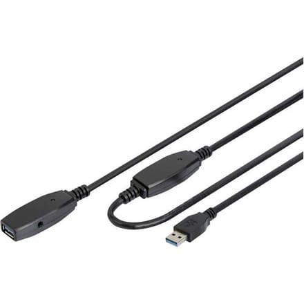 Digitus DA-73105 USB-kabel USB 3.2 Gen1 USB-A stekker, USB-A bus 10.00 m Zwart Afgeschermd, Afgeschermd (dubbel)