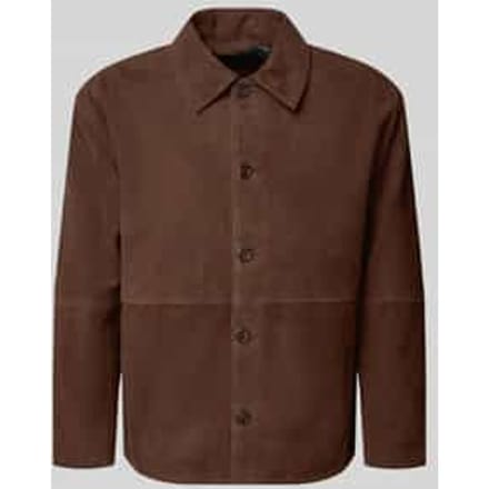 regular fit leren jack met platte kraag model 'RORY'