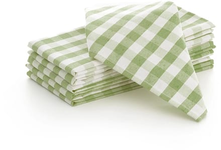 GAMUSI - Set van 6 Servetten Vichy Ruit - 45x45 cm - Katoen Polyester - Herbruikbare Dinerservetten - Horeca Kwaliteit - Olijfgroen
