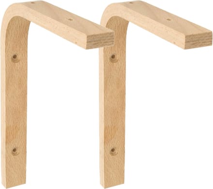 AMIG Plankdrager/planksteun van hout - 2x - lichtbruin - H250 x B200 mm - boekenplank steunen