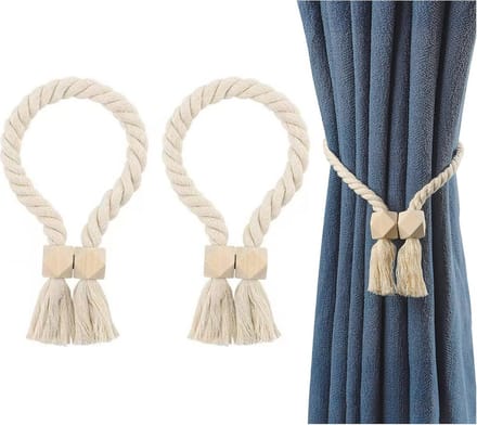Solidchoice - Set van 2 Houten Magnetische Gordijnhouders