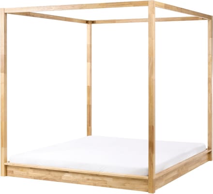 HERLIERE - Hemelbed - Lichtbruin - 180 x 200 cm - Rubberhout