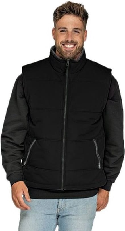 Basic bodywarmer zwart voor heren - winddichte mouwloze sport vesten M