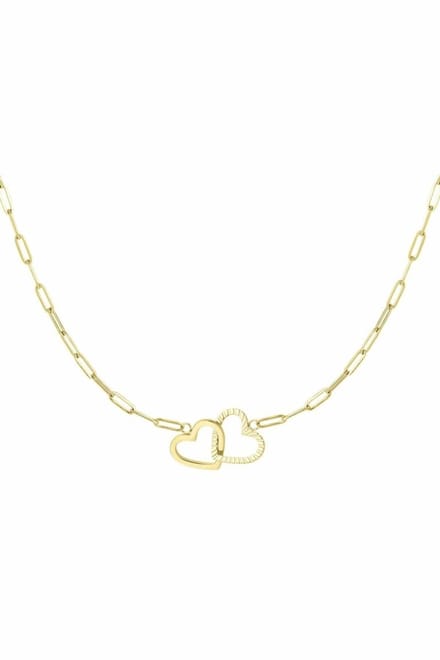 Yehwang - Ketting - Linked Hearts - Goud - Stainless Steel
