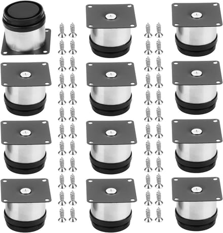 Set van 12 Verstelbare Meubelpoten van RVS 5cm - Ideaal voor DIY Meubels, Sofas en Tafels