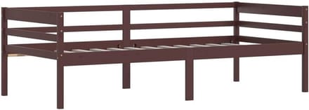 Eenpersoonsbed Hout 90x200 cm Donkerbruin Stevig Lattenbodem Inclusief
