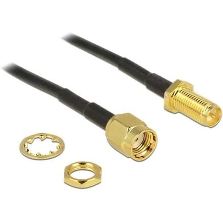 Delock WiFi-antenne Aansluitkabel [1x RPSMA-stekker - 1x RPSMA-bus] 0.2 m Zwart