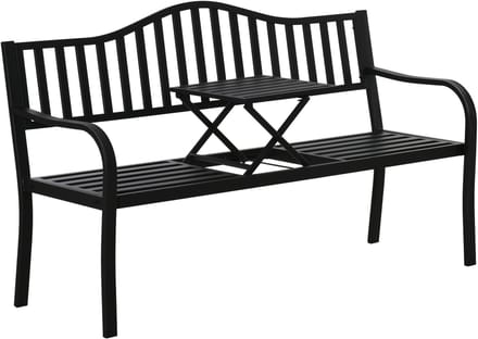 Outsunny Gartenbank Metallrahmen Schwarz