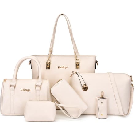 Dames herfst nieuwe mode grote capaciteit zesdelige enkele schouder messenger bag 6-piece bag wit