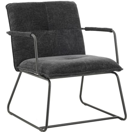 Dimehouse Moderne fauteuil zwart chenille stof Hailey - Chenille - Design
