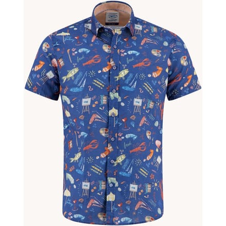 A Fish Named Fred A Fish Named Fred Overhemd Korte Mouw Doodle Navy  M
