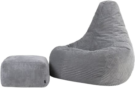 icon - Dalton XL Zitzak Fauteuil met Poef - Gaming - Ribfluweel - Grijs