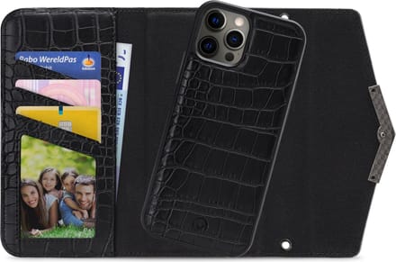 iPhone 12 Pro Max Clutch Case hoesje - Mobilize - Croco Zwart - Kunstleer