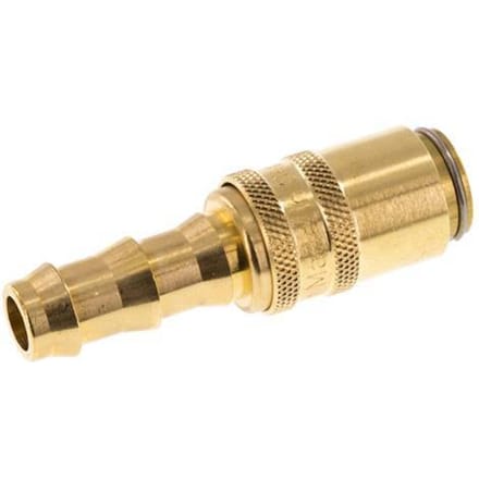 Messing DN 6 Tempereerkoppeling Snelkoppeling 9.5 mm Slangpilaar Dubbele afsluiting