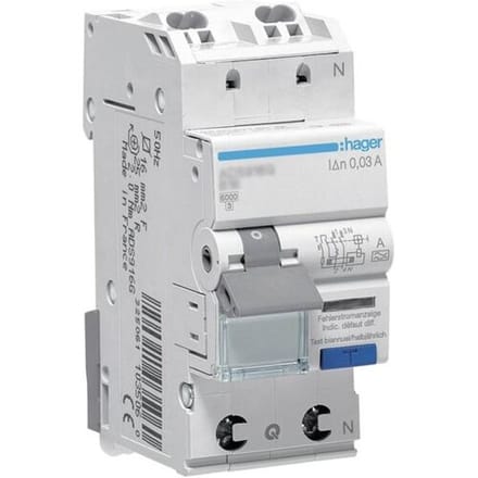 Hager ADS916D Aardlekschakelaar/zekeringautomaat 2-polig 16 A 0.03 A 240 V