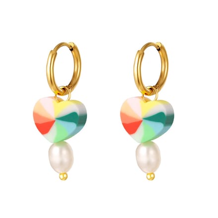 Yehwang Oorbellen Rainbow Hart Parel - Multi Groen