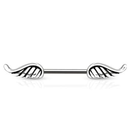 Tepelpiercing engelenvleugel 1.6x10 - zilver - LMPiercings