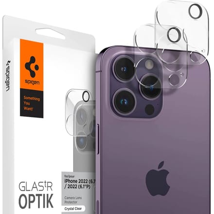 Spigen GLAStR Optik Camera Lens Protector - Camera eiland bescherming (2-pack) voor de Apple iPhone 14 Pro (Max)