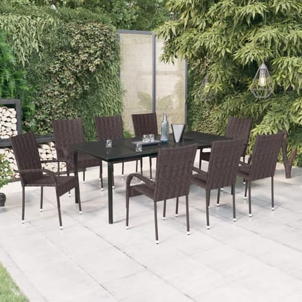 vidaXL - 9-delige - Tuinset - bruin - en - zwart