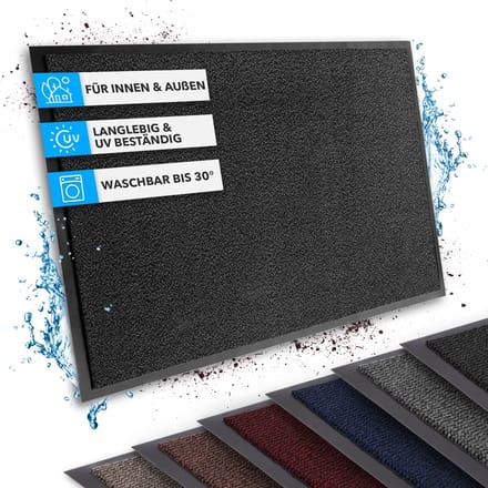 FLOORDIREKT Deurmat SKY - Droogloopmat - Schoonloopmat - voor Binnen en Buiten - Antraciet - 40 x 60 cm