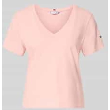regular fit T-shirt van mix van katoen en linnen