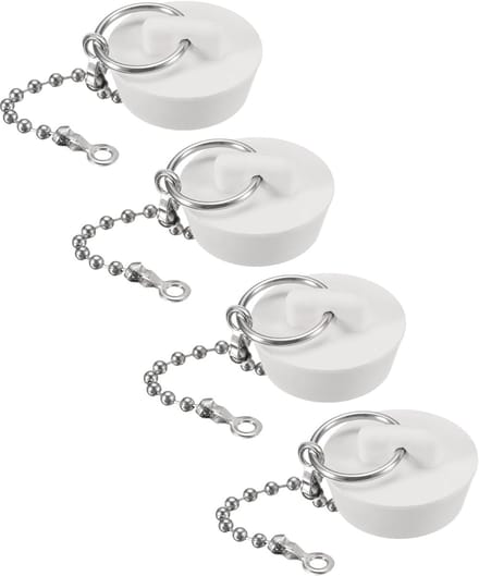 Badstop Set - Douche Afvoerplug - Water Dicht Houden - Met Aantrekketting - 3.18 cm - Wit