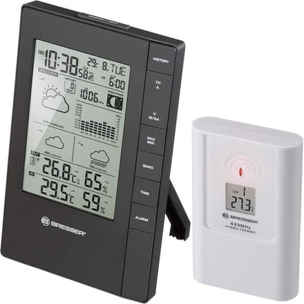 Weerstation met Buitensensor, 3-daagse Voorspelling, Maanfase, Vorstwaarschuwing, Luchtdruk en Temperatuur