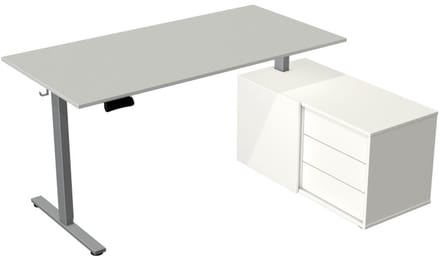 Elektrisch Zit-Sta Bureau met Sideboard Move New Base 160x80 Licht grijs