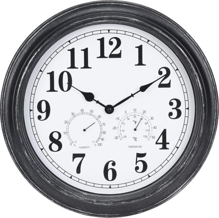 Klokken - Wandklok Zwart D40 Cm Outdoor