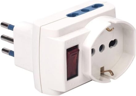 Adapter voor verschillende maten en stopcontacten - Veiligheidsschakelaar - Wit