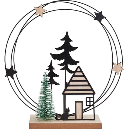 VBS Decoratieve metalen ring "Winterbos met huis"