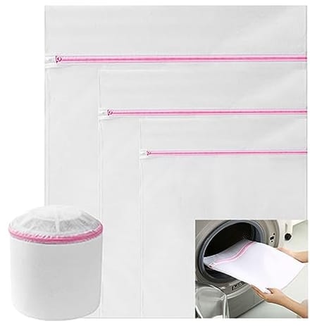 Waszak set - Wasnetten - Kleding beschermen - Verborgen ritssluiting - 4 stuks - Roze