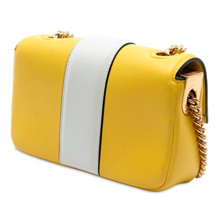 Pre-owned Mini Bicolor Nappa Apolo Chain Baguette Schoudertas