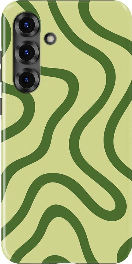 DripCase Curvy Lines Hoesje Samsung Galaxy S25 Plus | Backcover met Mag | Design Tough Case Samsung Galaxy S25 Plus Leaf Loop