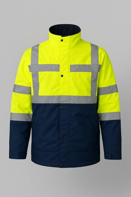 Sioen Parka Barcley High Visibility Werkjas - Fluogeel/Marine - Maat L