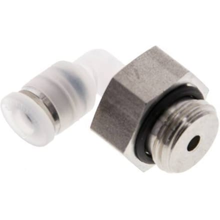 4mm x G1/4'' 90 graden L-verbinding PA/RVS Insteekfitting Buitendraad Draaibaar EPDM