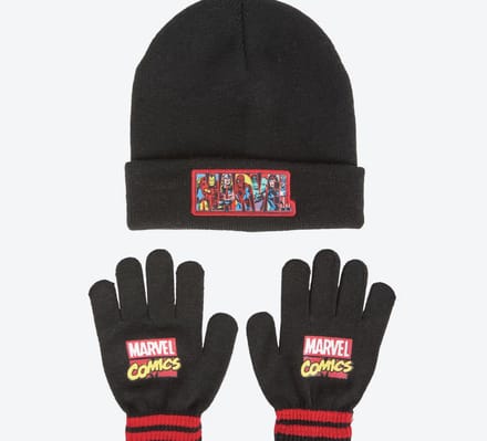 Marvel Comics Kinder Winterset – Muts & Handschoenen – Zwart – Warm & Zacht – One Size – Officiële Marvel Merchandise – Winteraccessoires Kind