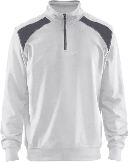 Blaklader 3353 Werksweater Korte Rits Wit/Grijs