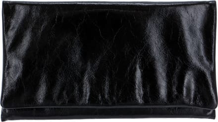 abro Leren Koppeling Avondtas Leather Athene Clutch Bag Black / Nickel Zwart