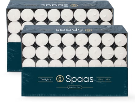 Spaas Theelichten Kaarsen Grootverpakking - Wit - circa 6u - Ø3,9cm - 240 stuks