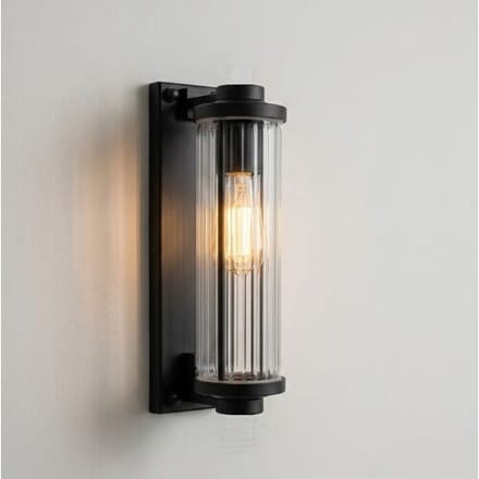 KS Verlichting - wandlamp - Porter - zwart - industrieel - messing - glas - outdoor - E27
