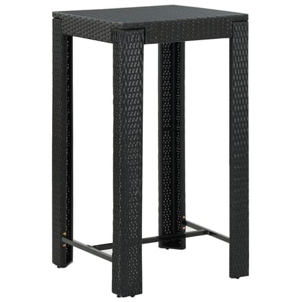 vidaXL - Tuinbartafel - 60,5x60,5x110,5 - cm - poly - rattan - zwart