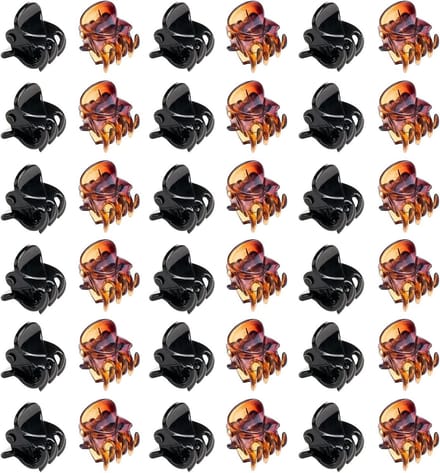 Mini Haarclips Set van 36 Stuks in Zwart en Amber voor Diverse Haarstijlen en Accessoires