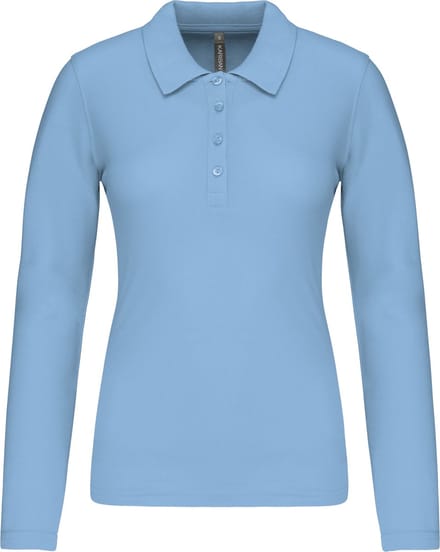 Kariban Piqué-damespolo lange mouwen K257 - sky blue - M