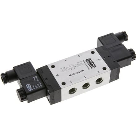 5/3 G1/4'' Middendruk Magneetventiel 24V DC 3-8bar/42-112psi Airtec