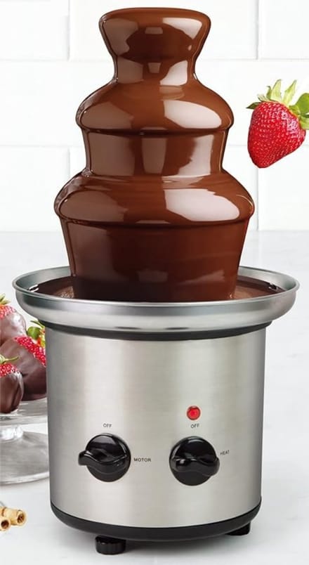QORA® Chocoladefontein - Chocolade fontein - Chocolade druppels - Zilver - ‎22cm x 22cm x 39cm