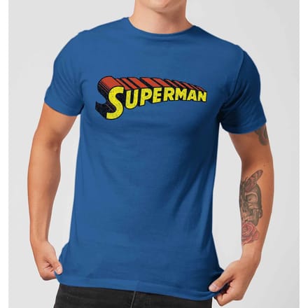 DC Superman Telescopic Crackle Logo Men's T-Shirt - Royal Blue - M