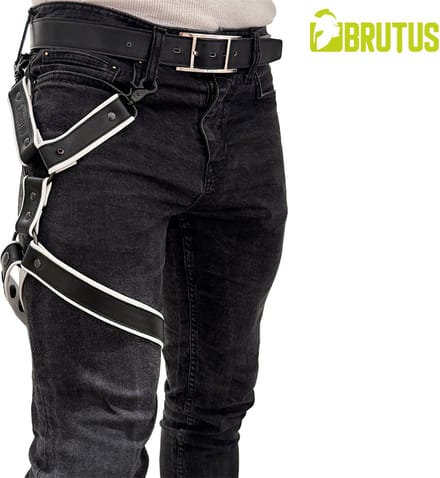 BRUTUS Leather Leg Harness Black-White